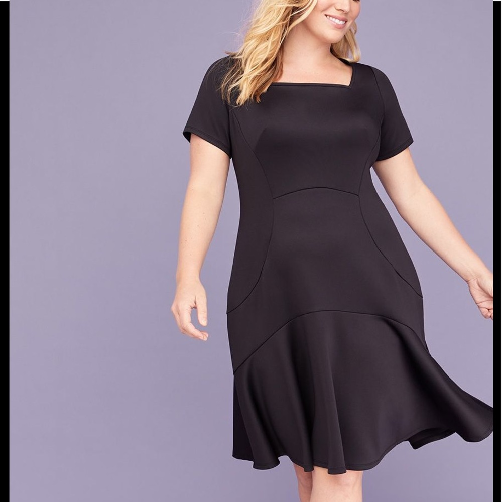 Lane Bryant Square Neck Scuba Fit and Flare Dress